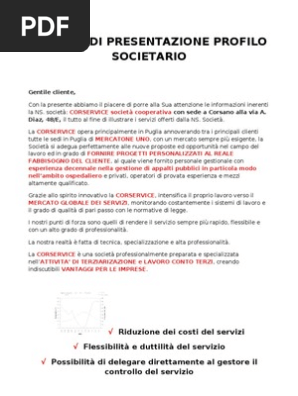 Lettera Di Presentazione Corservice