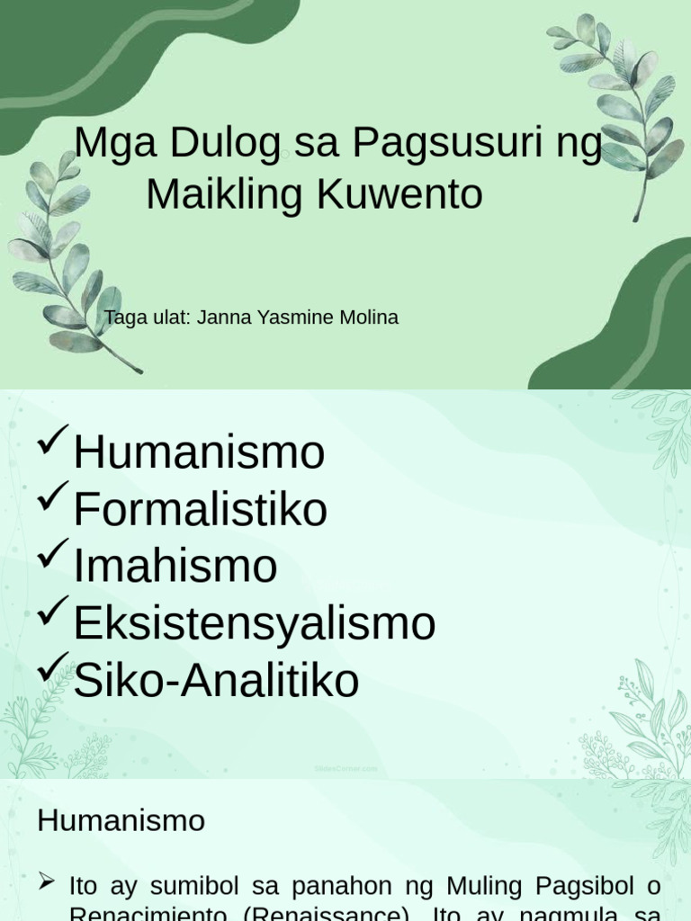 Mga Dulog Sa Pagsusuri NG Maikling Kuwento | PDF
