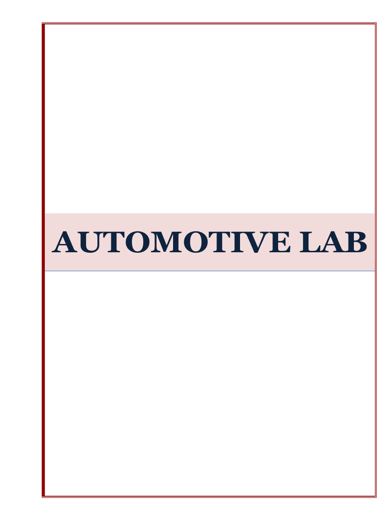 Automotive Lab Manual | PDF | Personal Protective Equipment | Nut ...