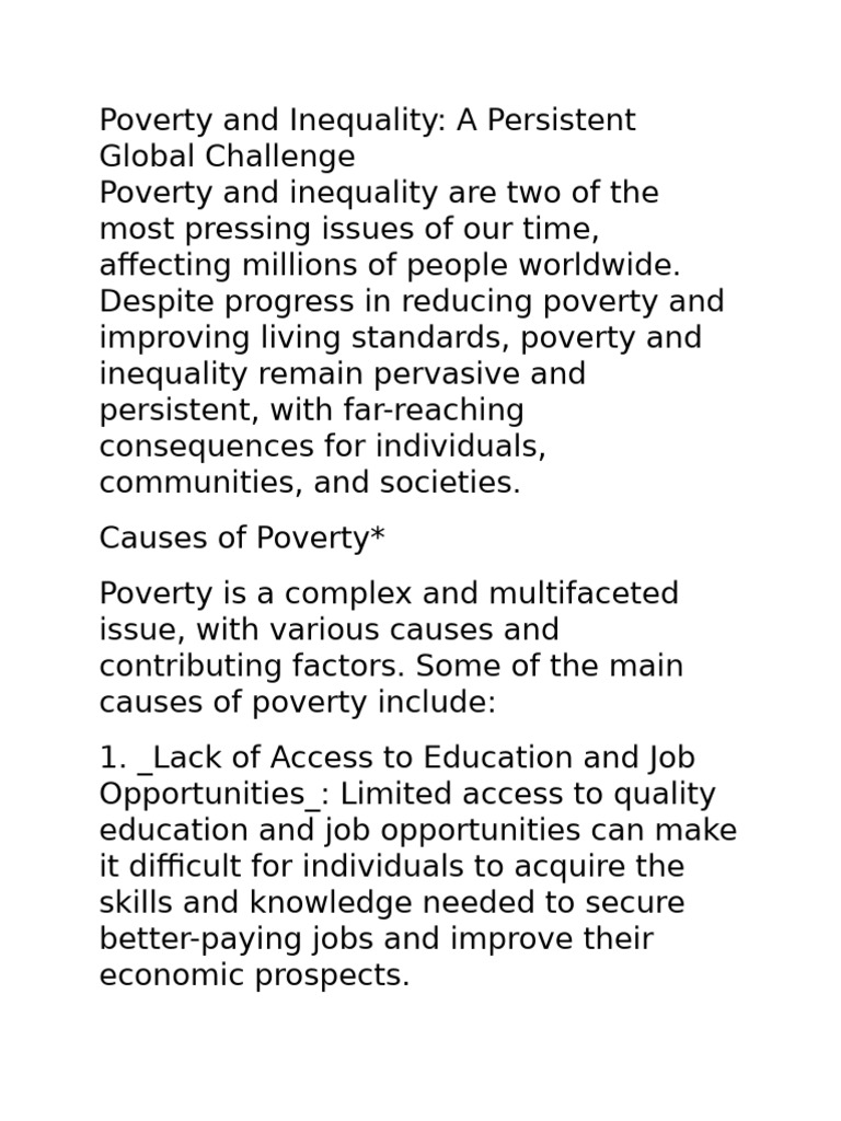Global Poverty and Inequality Solutions | PDF | Economic Inequality ...