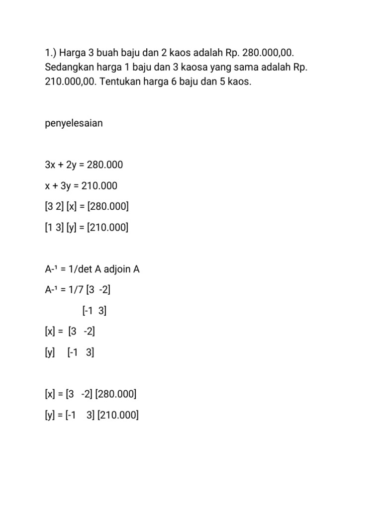 Contoh Soal Invers | PDF