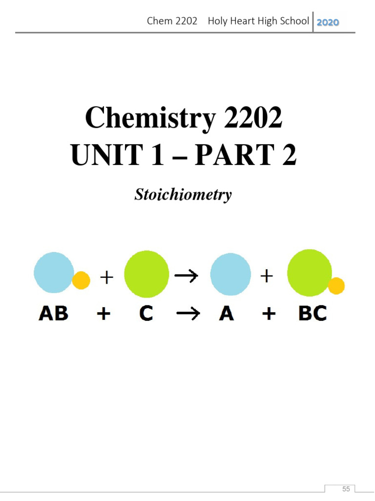 Workbook Unit 1B Stoichiometry | PDF | Chemical Reactions | Stoichiometry