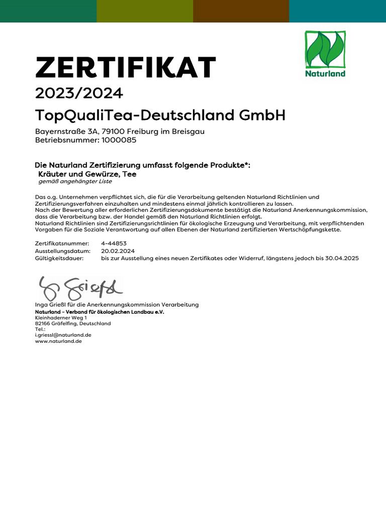 Biocert Naturland GMBH 2024 | PDF