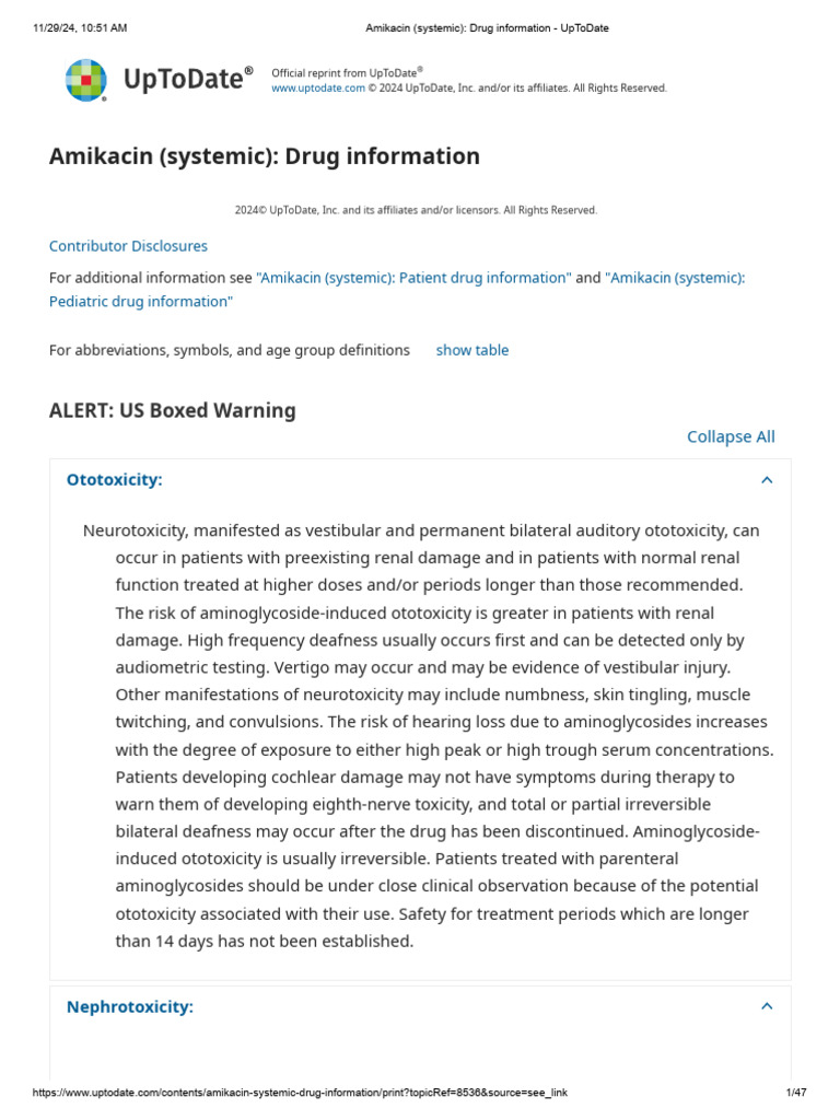 Amikacin (Systemic)_ Drug Information - UpToDate | PDF | Sepsis ...