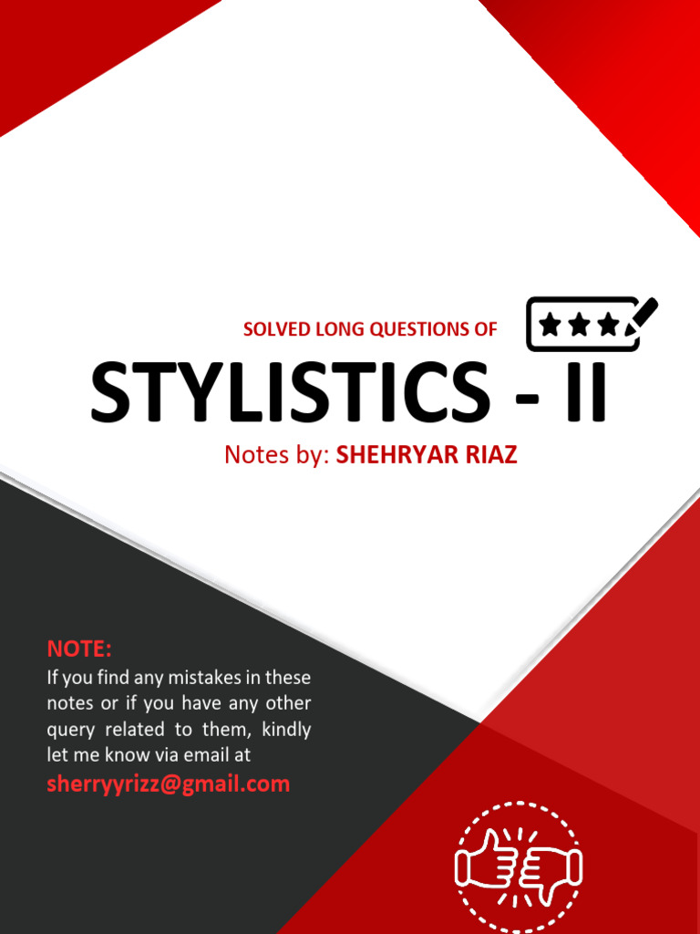Stylistics II: Long Questions Explained | PDF | Morphology (Linguistics ...
