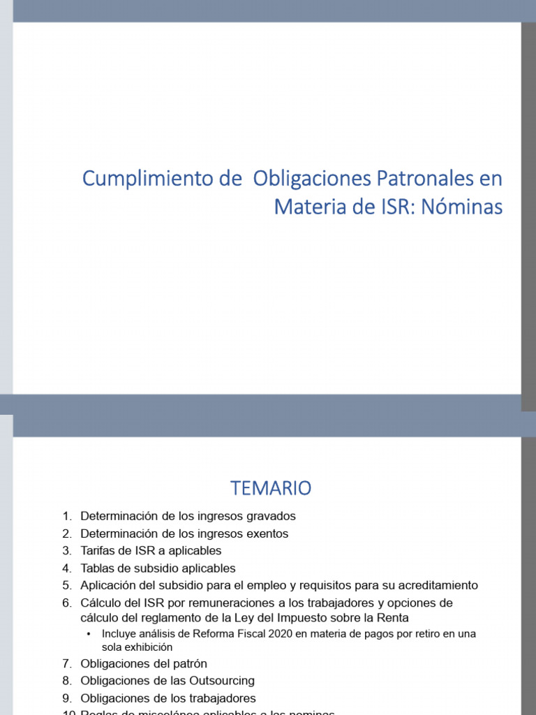 Obligaciones Patronales ISR. | PDF | Impuesto sobre la renta | Impuestos