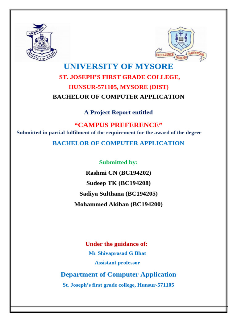 Campus Preference Project Report BCA | PDF | Bootstrap (Front End ...