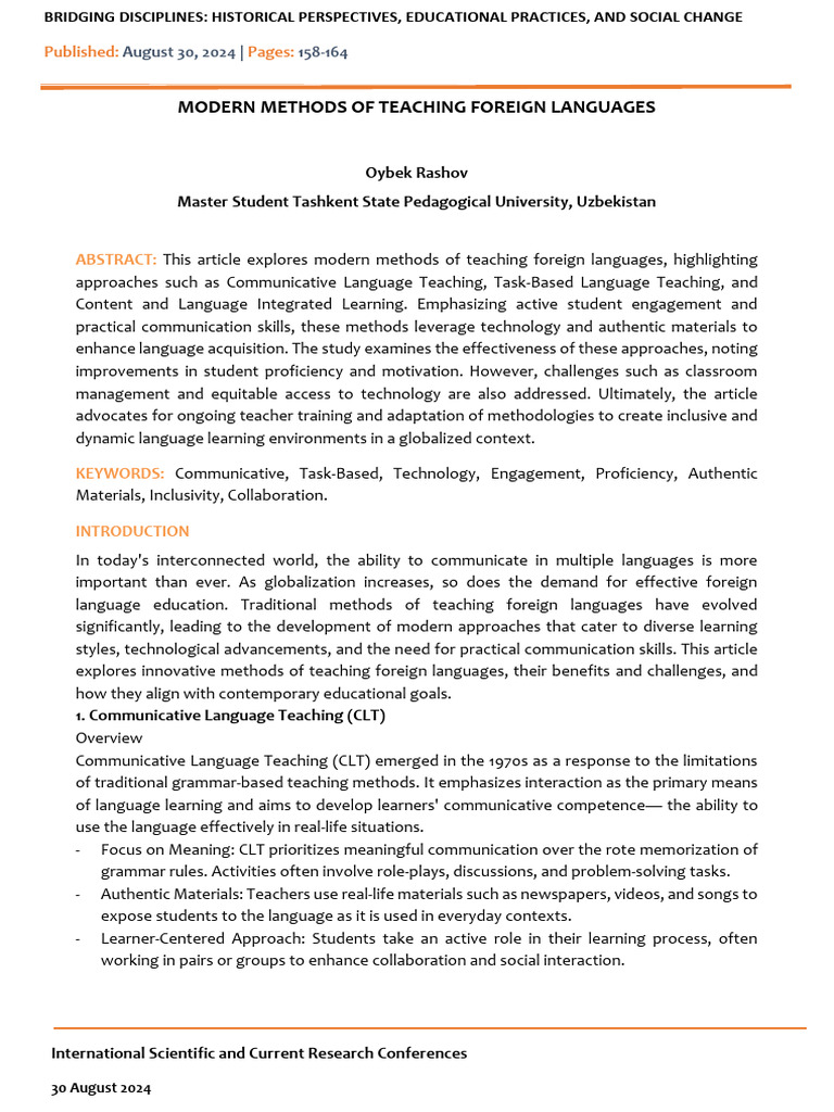 Modern Foreign Language Teaching Methods | PDF
