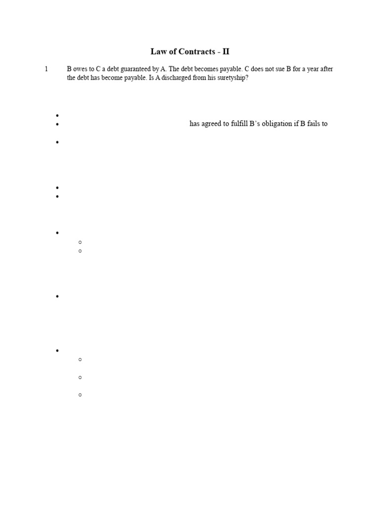 Law of Contracts Part C | PDF | Guarantee | Indemnity