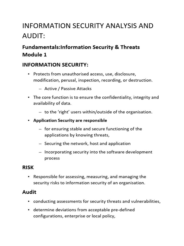 Information Security Audit Fundamentals | PDF | Key (Cryptography ...