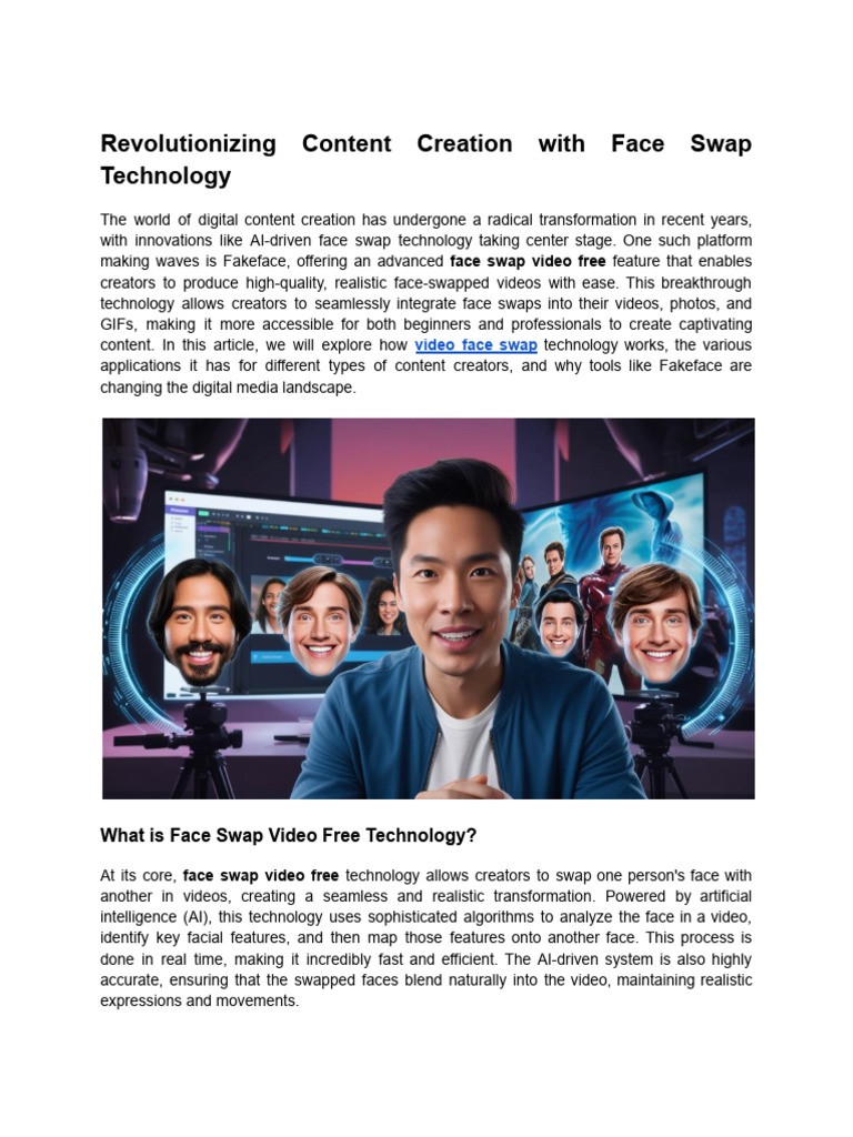 Face Swap Technology for Content Creation | PDF | Artificial ...