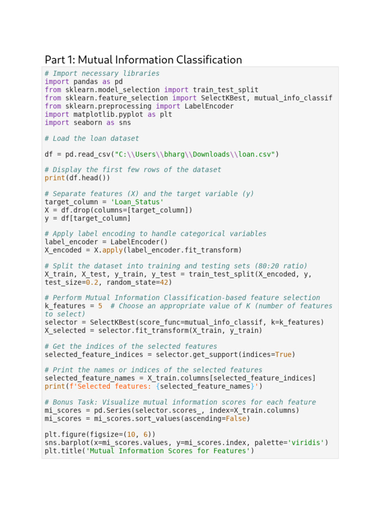 Mutual Information for Feature Selection | PDF | Mean Squared Error ...