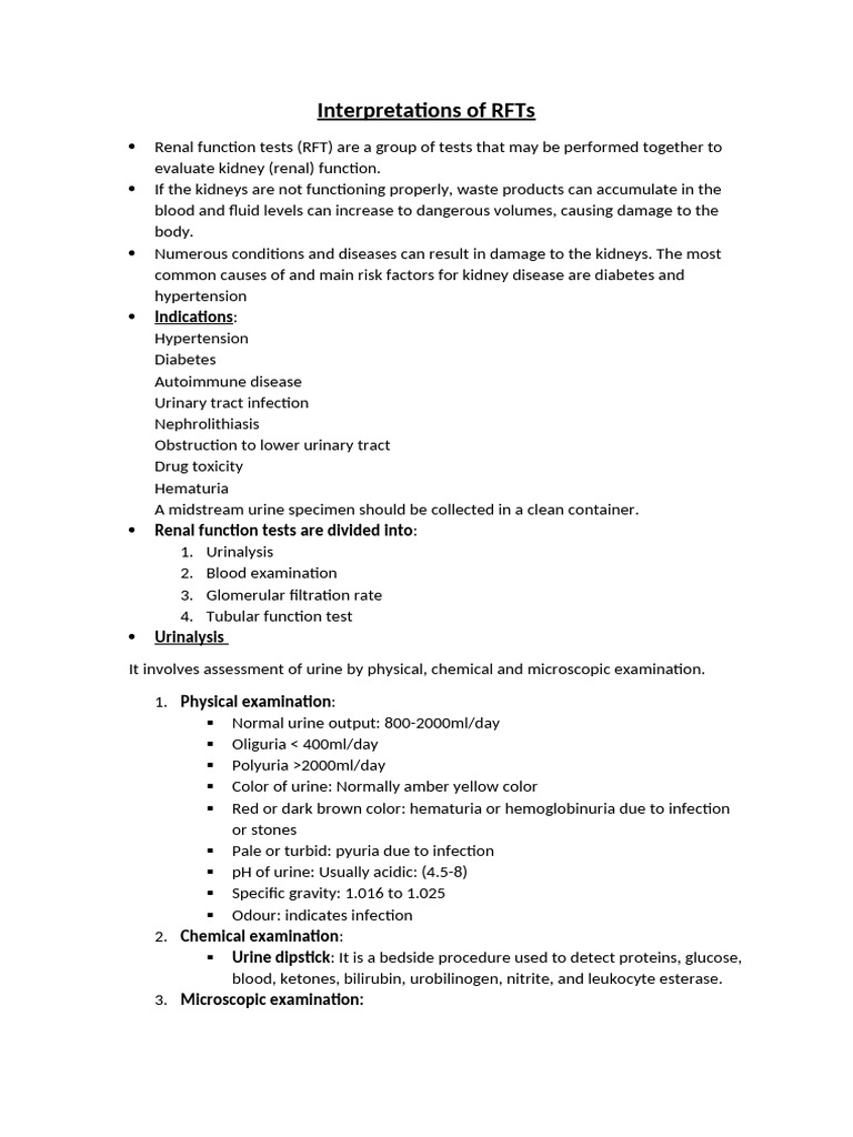 Understanding Renal Function Tests | PDF | Creatinine | Kidney