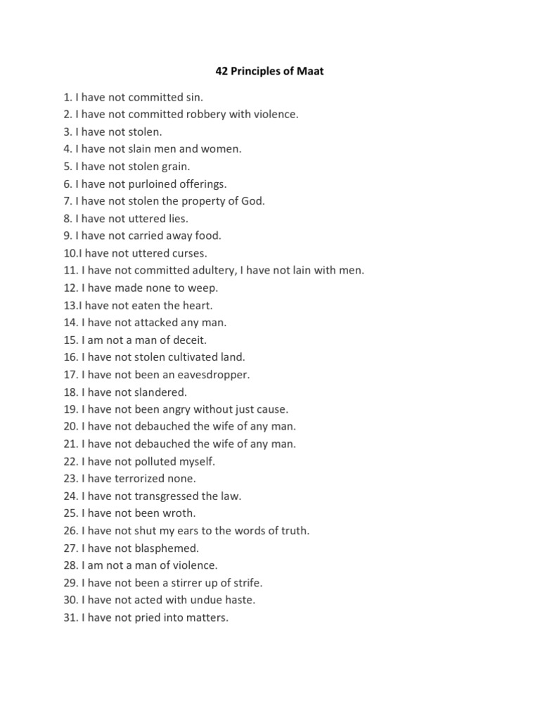 42 Principles of Maat | PDF