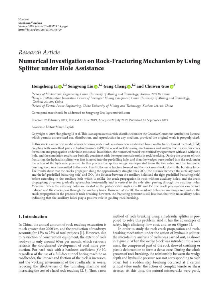 Numerical Investigation On Rock-Fracturing Mechani | PDF | Deformation ...