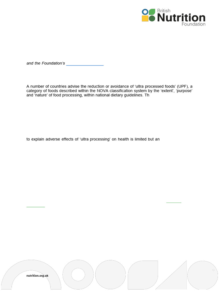 British Nutrition Foundation Upf Position Statement - Updated May 2024 ...