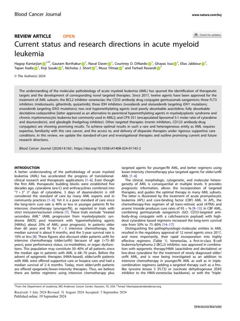 Advances in Acute Myeloid Leukemia Treatment | PDF | Diseases And ...