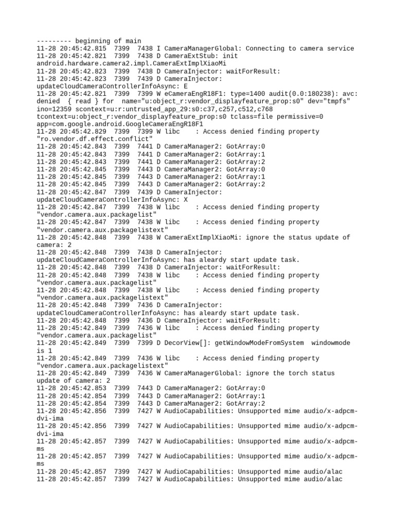Camera Service Connection Logs | PDF | Software | Computing