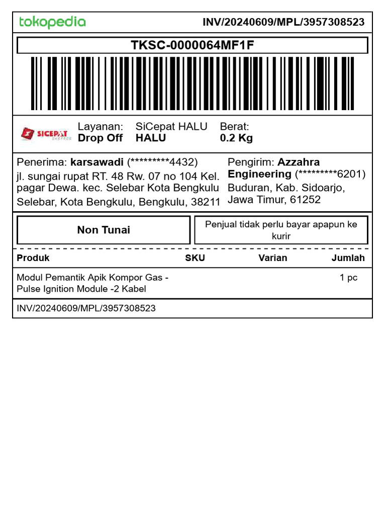 Pengaturan Label Pengiriman Modul Pemantik | PDF