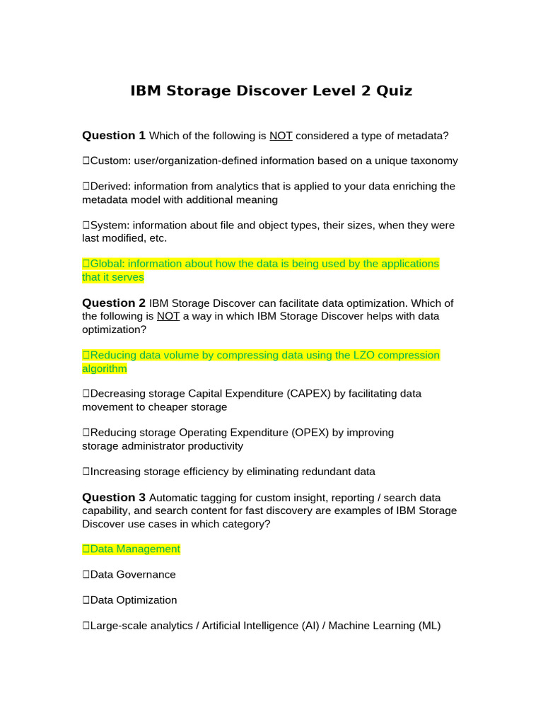 IBM Storage Discover Quiz Insights | PDF | Machine Learning | Metadata