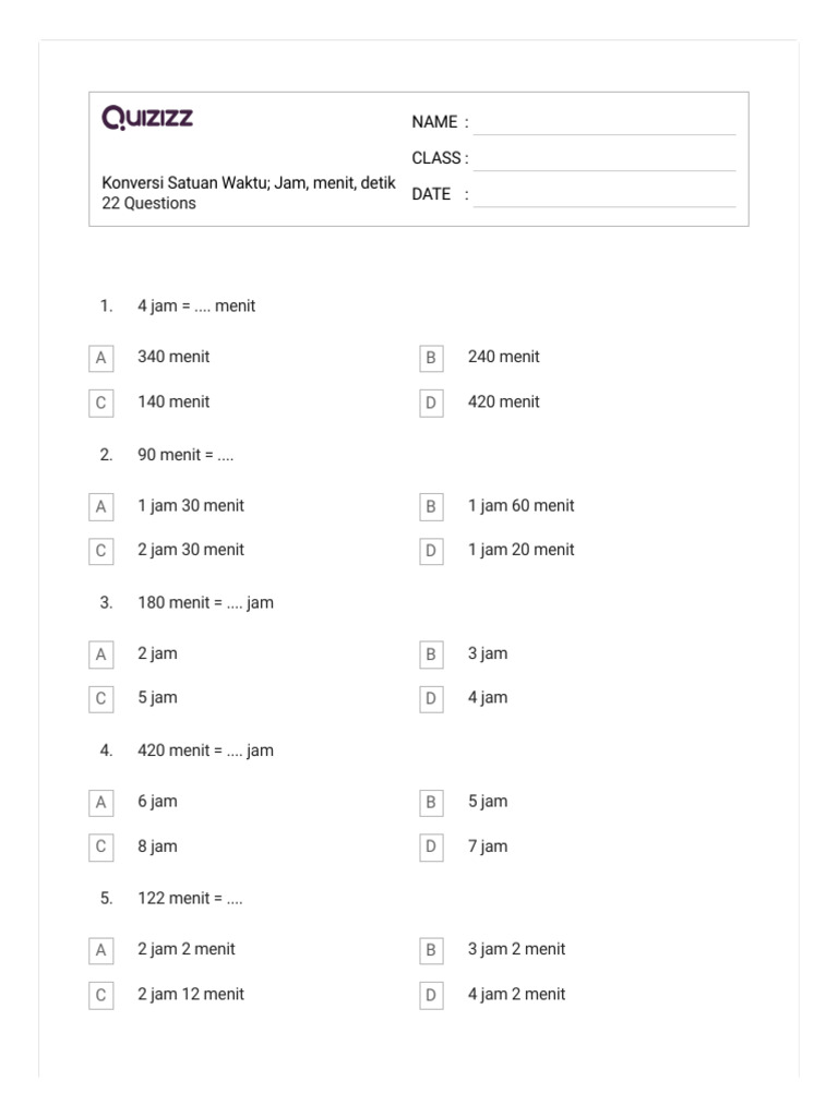 Konversi Waktu: Menit dan Jam | PDF