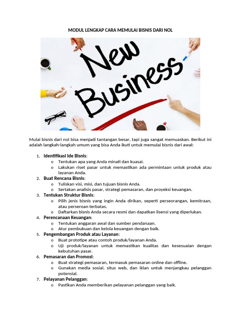 Modul Lengkap Cara Memulai Bisnis Dari Nol | PDF