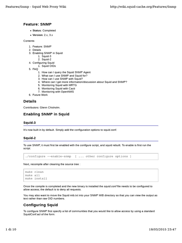 Enabling SNMP in Squid | PDF | Cache (Computing) | Internet