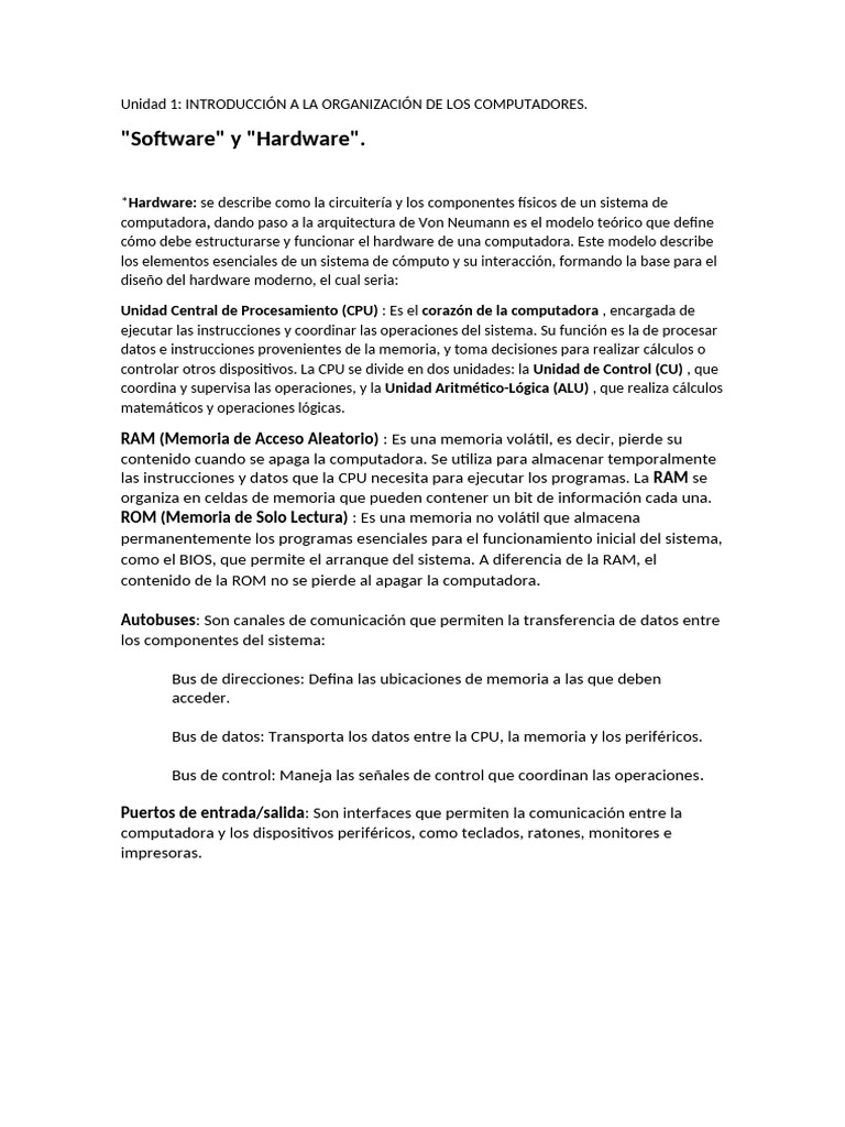 Hardware y Software en Computadoras | PDF | Hardware de la computadora ...