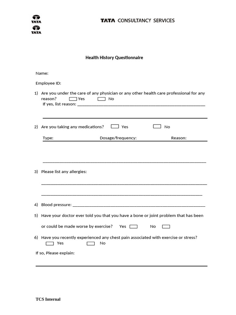 Health History Questionnaire | PDF