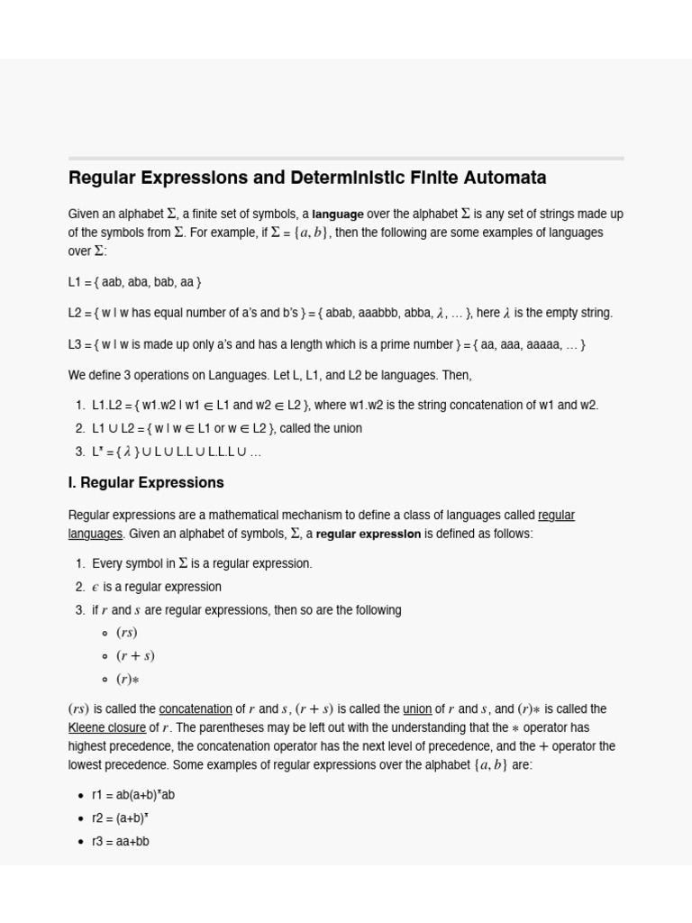 RegExp2DFA | PDF | Regular Expression | Algorithms
