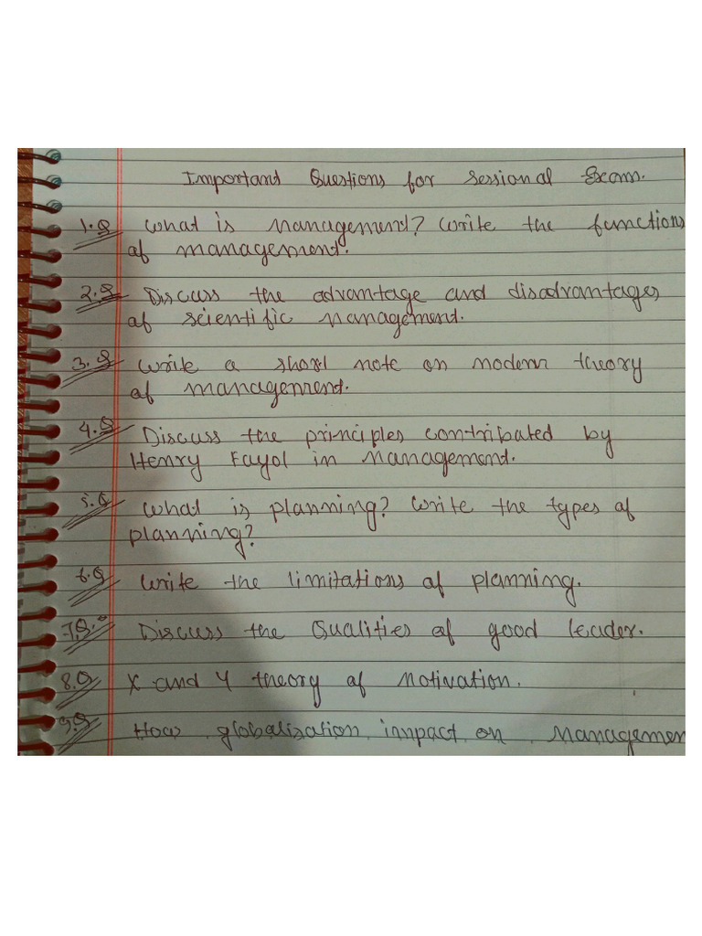 Important Questions For Sessional Exam (MPP) | PDF