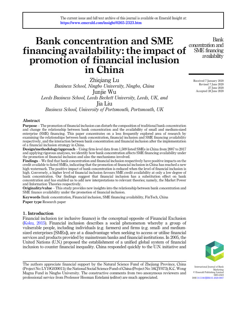 Impact of Financial Inclusion on SME Financing | PDF | Small And Medium ...