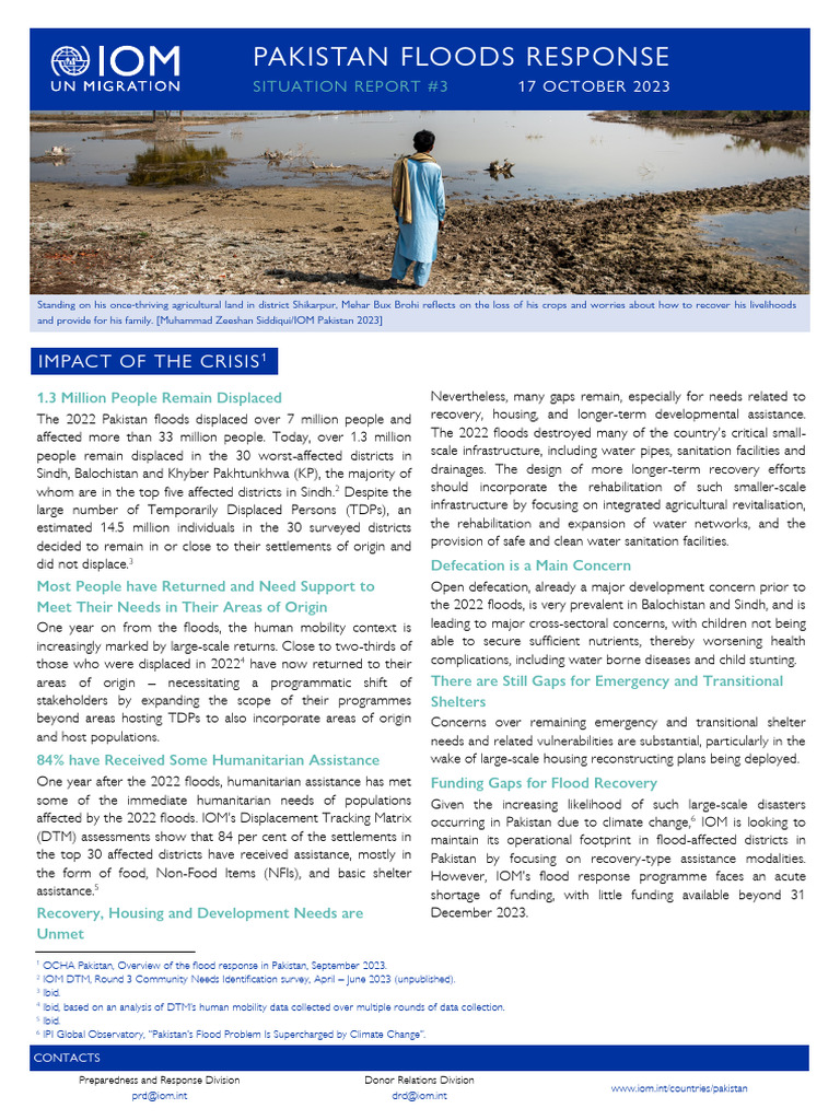 Pakistan Floods: 1.3M Still Displaced | PDF | Disaster Risk Reduction ...