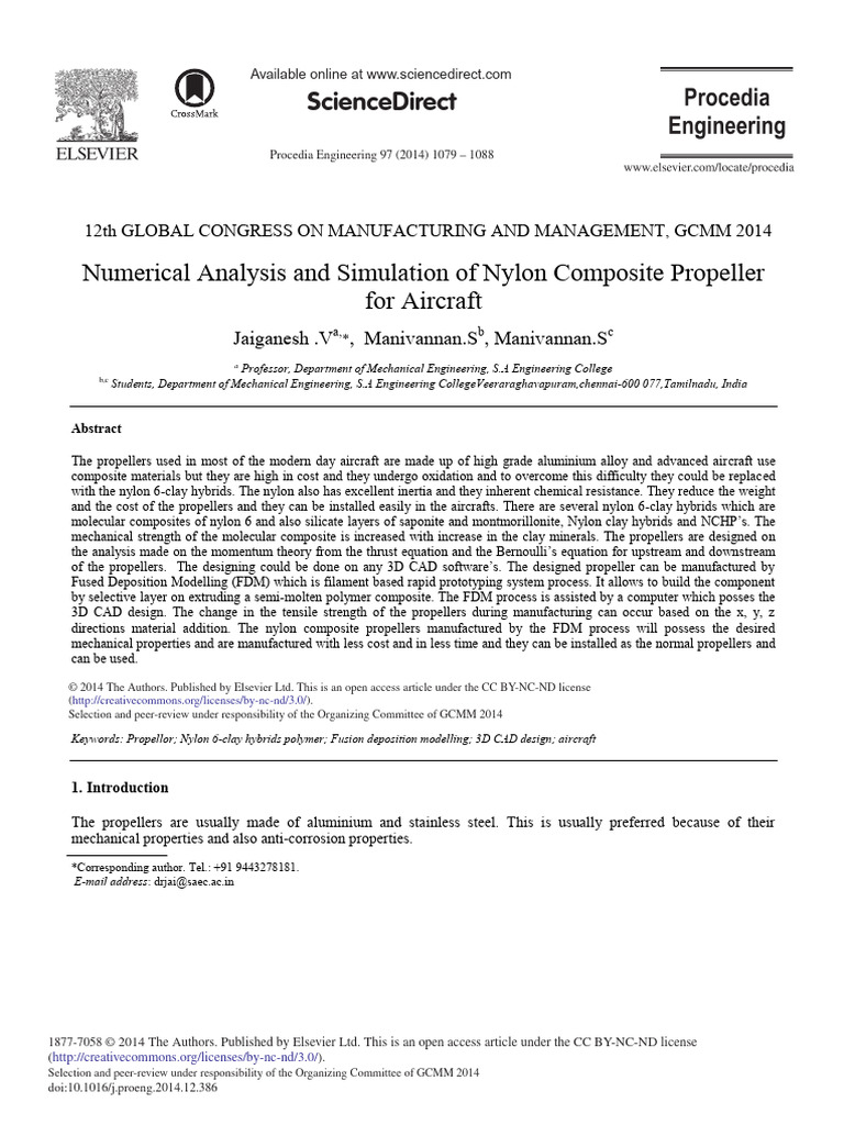 Nylon Composite Propeller Design for Aircraft | PDF | Strength Of ...