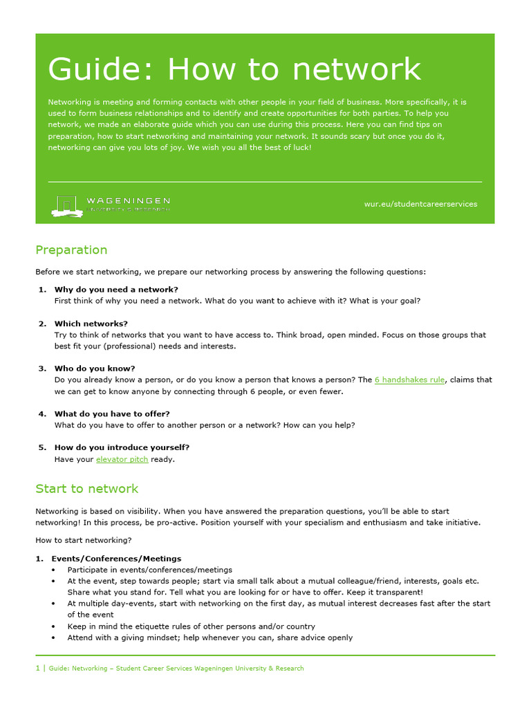 Networking - Guide and Tips Dec 2022 | PDF | Human Communication