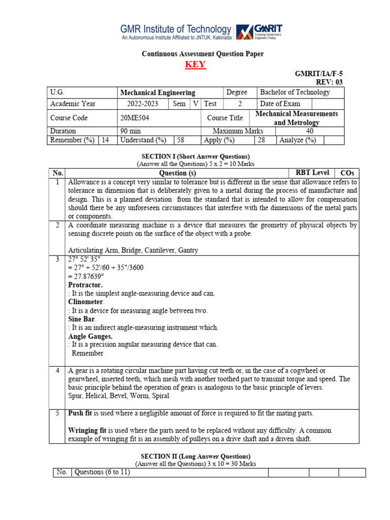 Mechanical Engg. Exam Guide | PDF | Gear | Optics