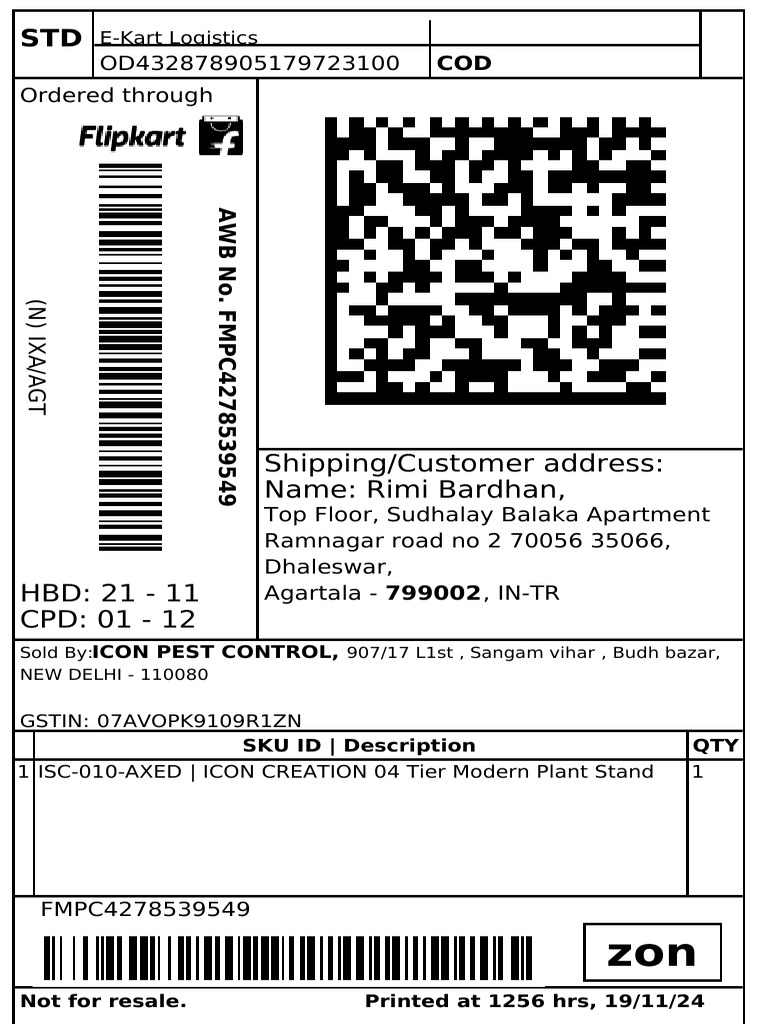E-Kart Logistics Order Details | PDF