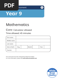 Year 9 Mathematics Summer White Rose Core B