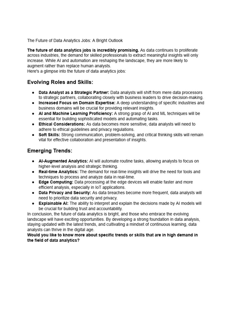 The Future of Data Analytics Jobs | PDF