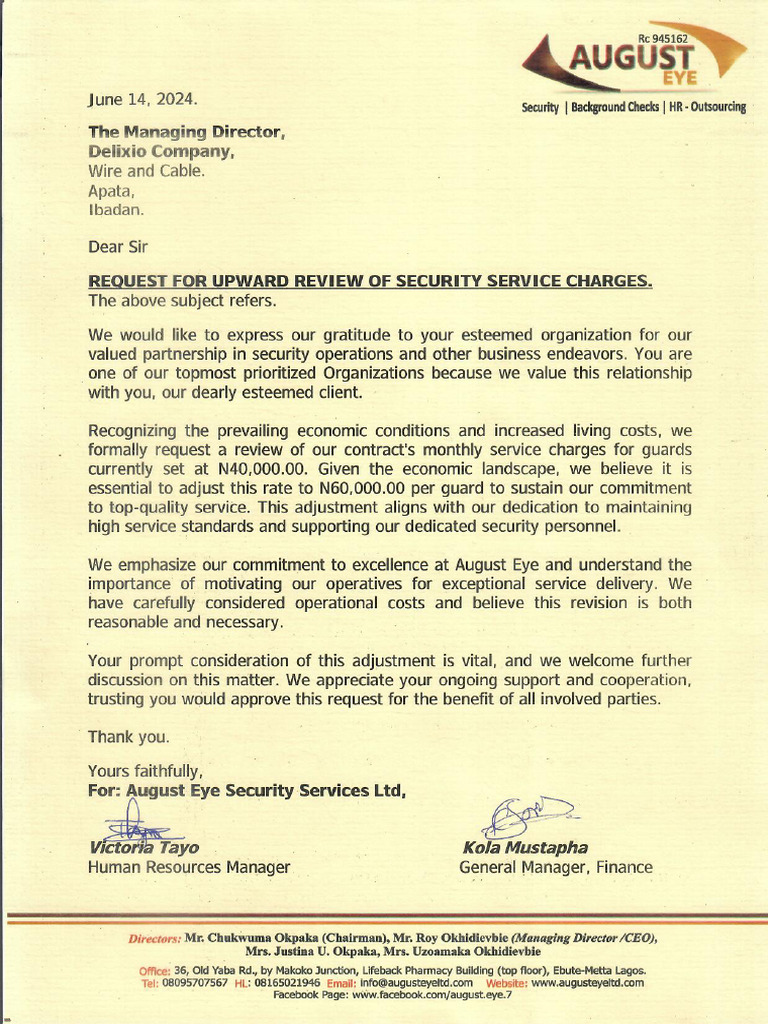 Delixio Ibadan Security Service Charge Review | PDF