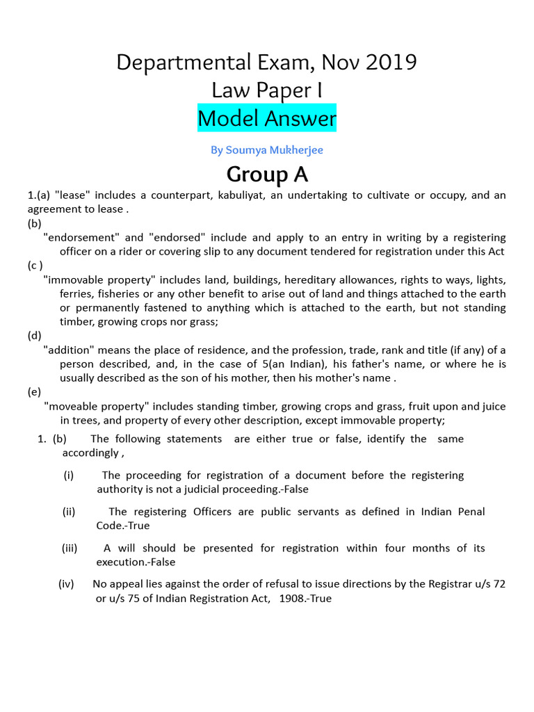 Law Paper I Model Answers - Nov 2019 | PDF | Justice | Crime & Violence