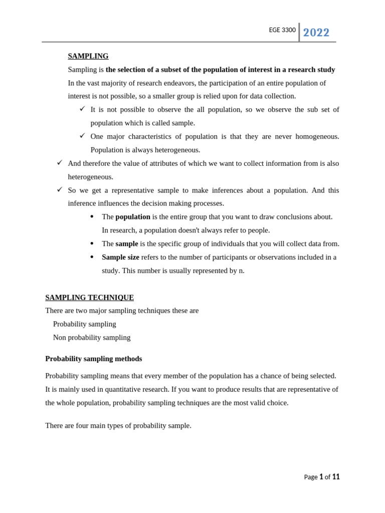 Sampling Techniques in Research Studies | PDF | Sampling (Statistics ...