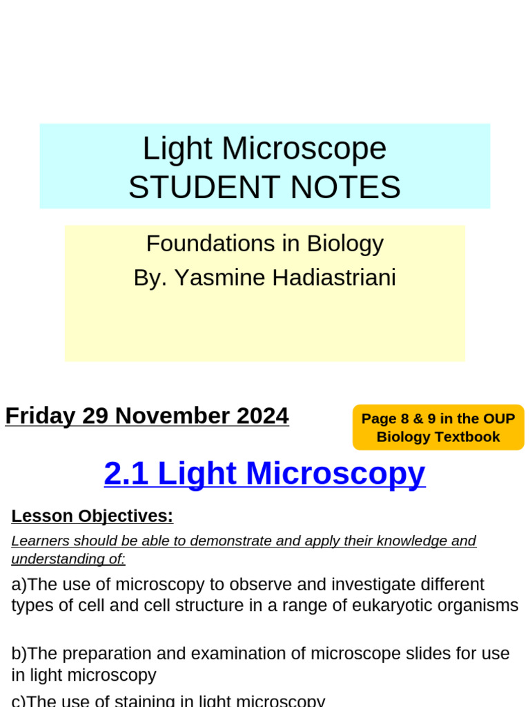 2.1 Light Microscopy - SN | PDF | Microscope | Staining