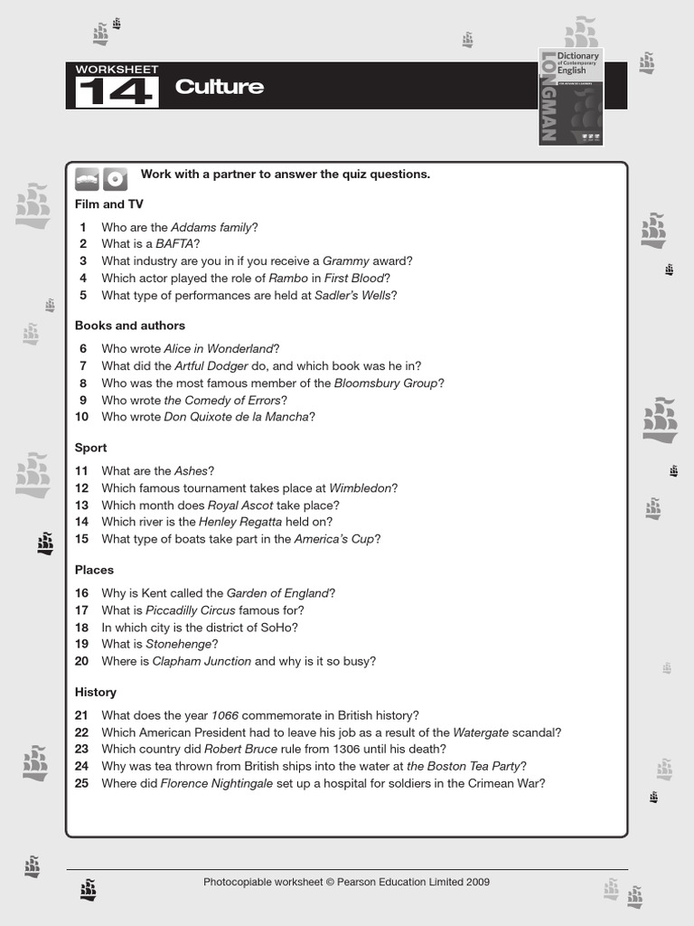 Cultural Quiz Worksheet for Students | PDF