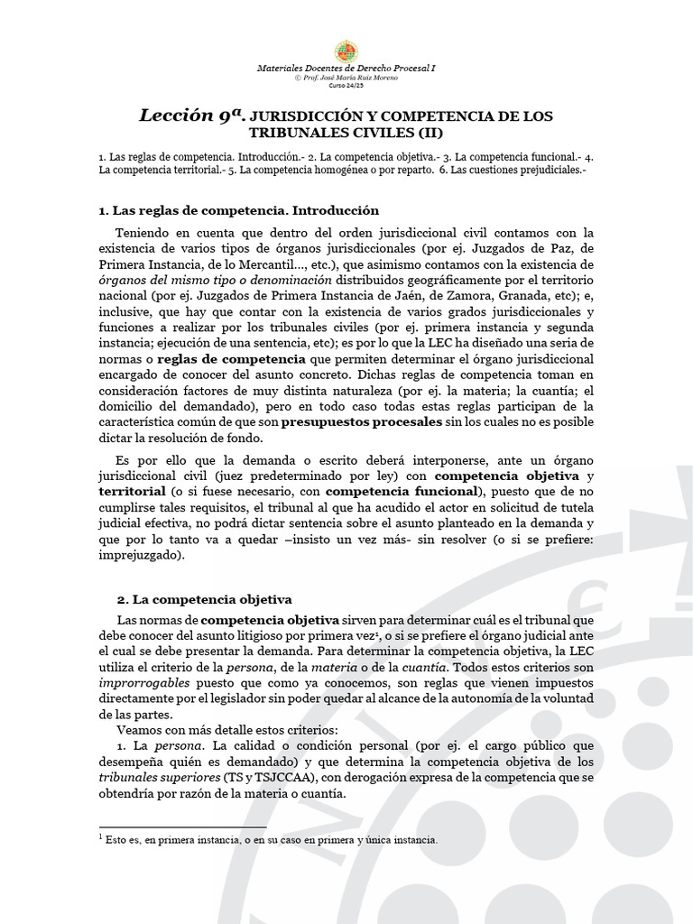 Jurisdicción y Competencia Civil en Derecho | PDF | Jurisdicción | Ley ...