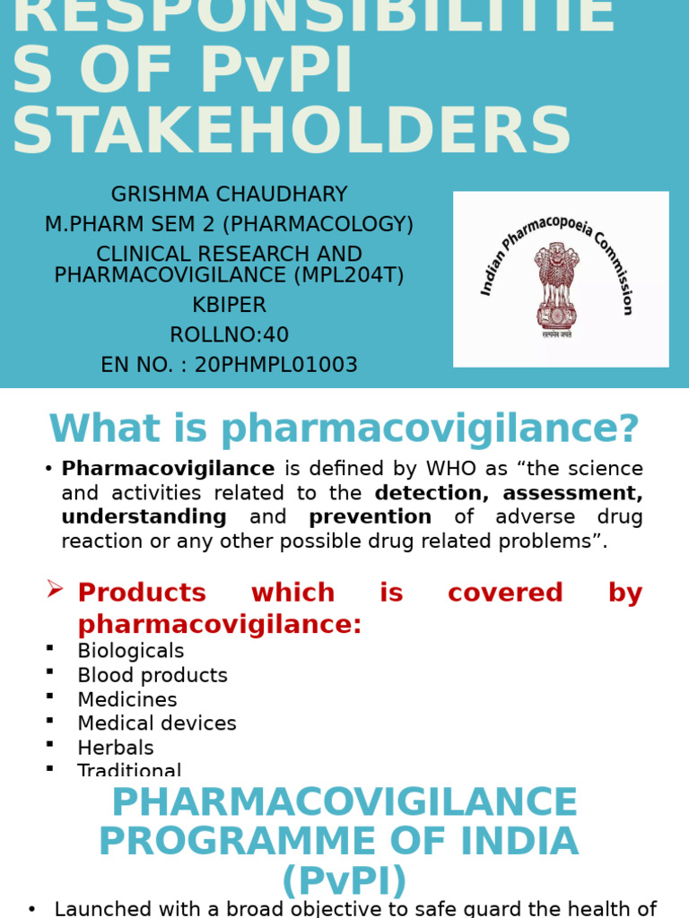 Responsibilities of PvPI Stakeholders | PDF | Pharmacovigilance ...