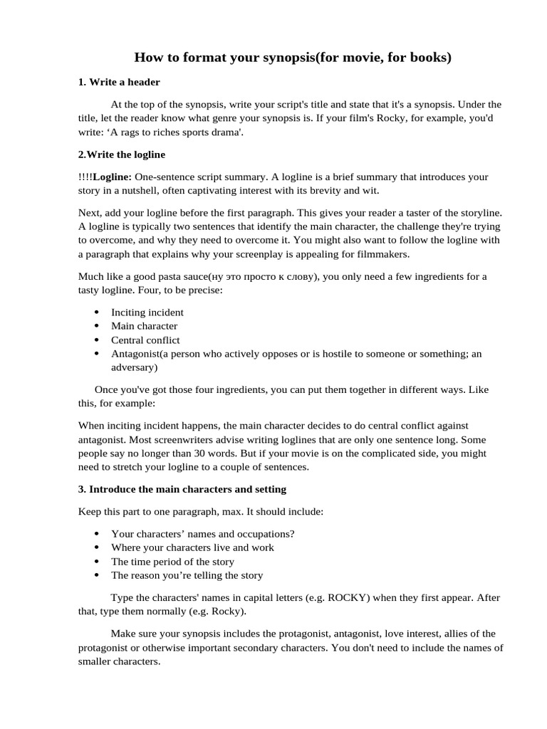 Synopsis For Movie | PDF | Plot (Narrative)