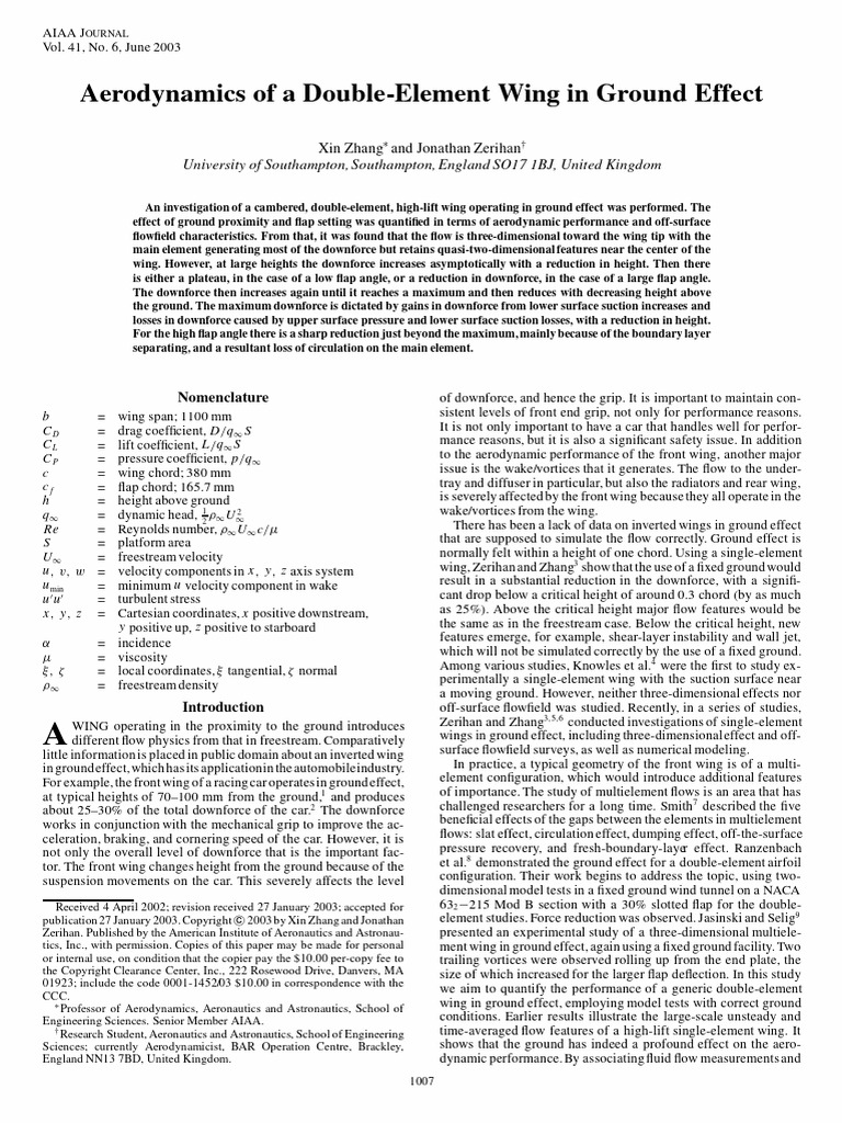 Double Element in Ground Effect | PDF | Wind Tunnel | Lift (Force)