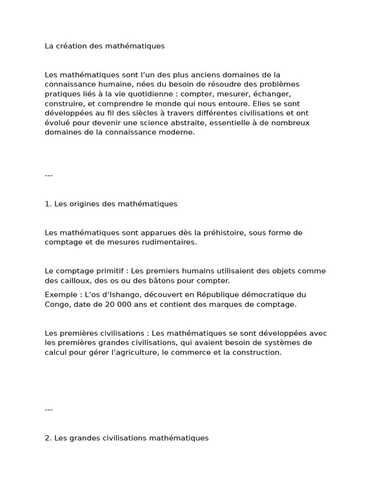 Histoire et évolution des mathématiques | PDF | Mathématiques | Algèbre