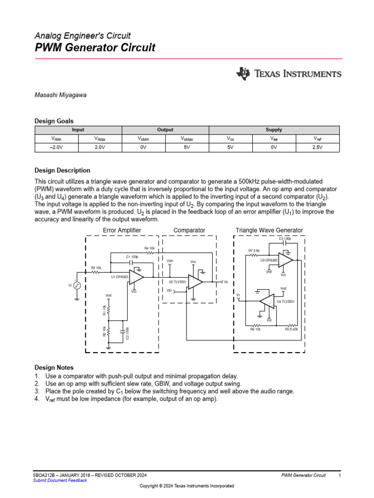 500kHz PWM Generator Circuit Design | PDF | Amplifier | Operational ...